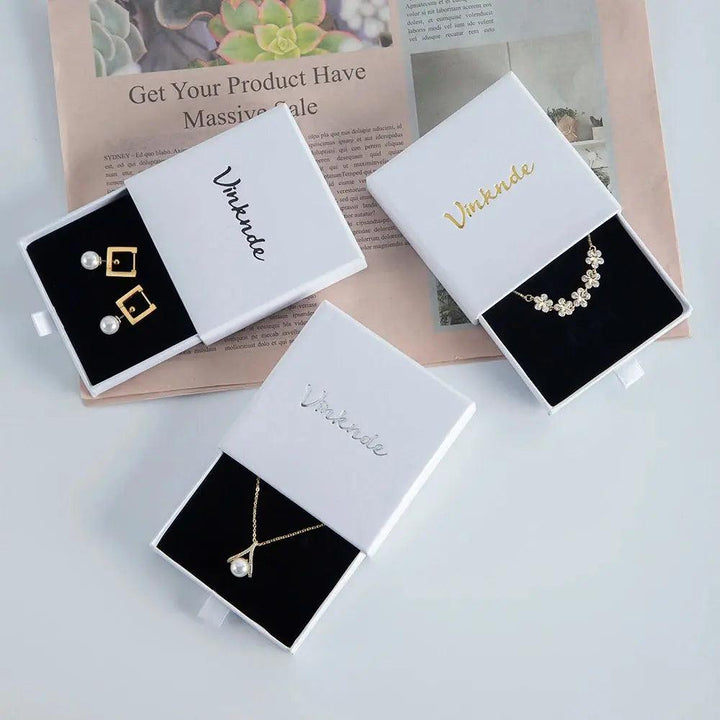 50pcs 9*9*3.2cm Paper Drawer box Personalized DIY Slide Jewelry Packaging Storage Case Bulk Custom Box Cardboard Necklace Carton - MRLOUIS