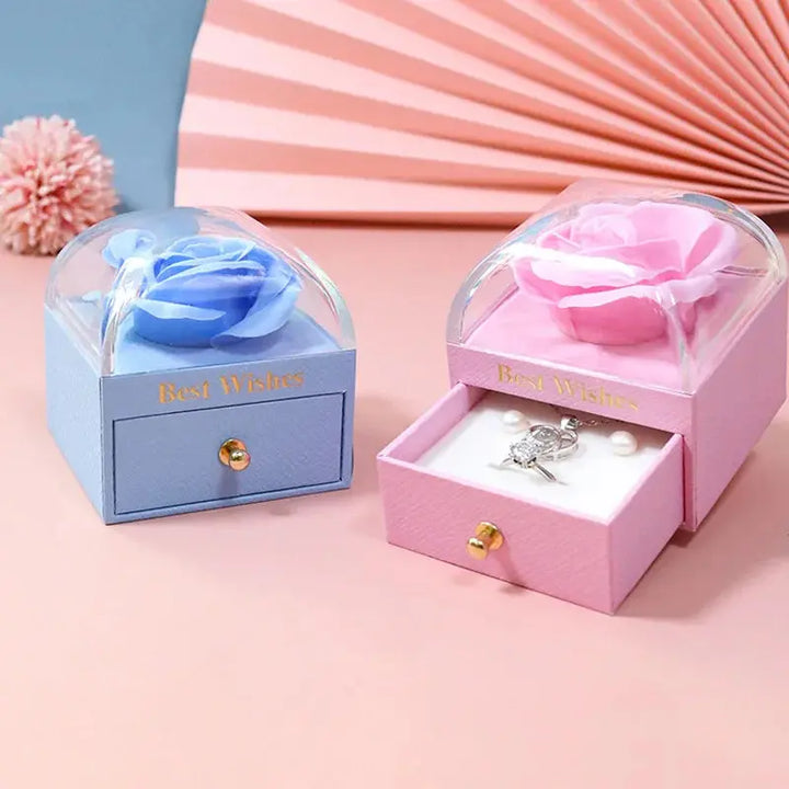 Necklace Set Rose Gift Box for Ring Earrings Pendant Necklace Flower Jewelry Box for Women Valentine's Day Gift Packaging Box MRLOUIS