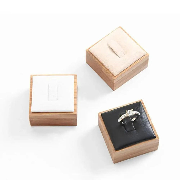 Market Jewelry Display Solid Color Travel Wedding Ring Box Wooden Jewelry Show Props Ring Holder Case Earrings Rings Organizer - MRLOUIS