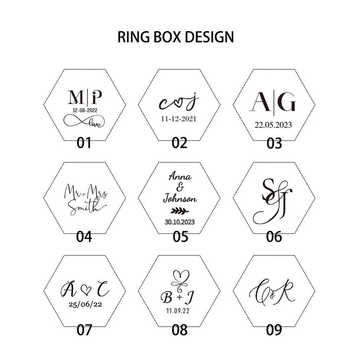 Personalized Hexagon/Octagon Velvet Ring Box Wedding Engagement Bridal Photo Props Single/Double Slot Ring Bearer Box Retro MRLOUIS