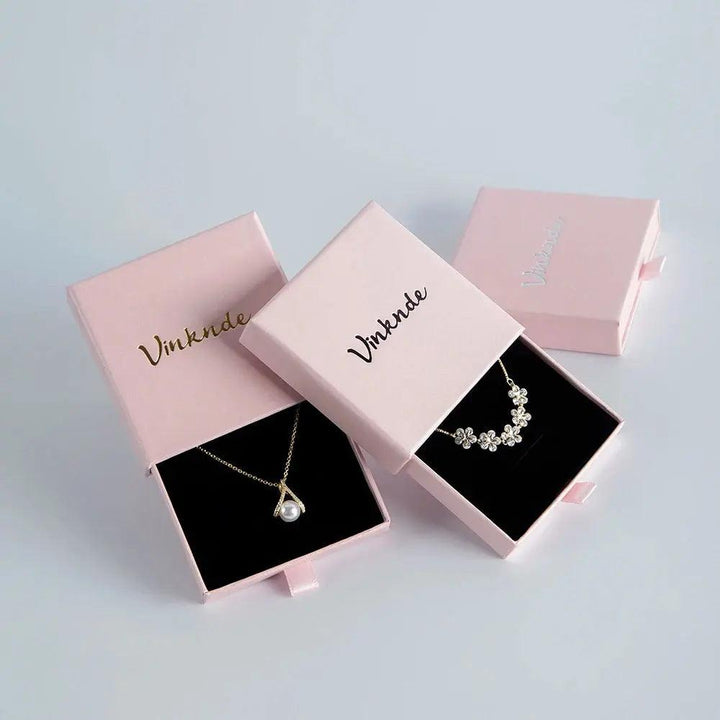 Wholesale 24pcs Custom Jewelry Packaging Box with logo Pink Cardboard Drawer Sliding Jewellery Earrings Ring Necklace Gift Boxes - MRLOUIS